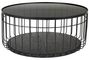 White Label Fekete üveg kerek dohányzóasztal WLL Lance 80 cm