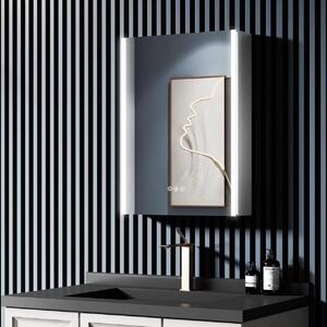 LED Tükör Szekrénnyel LAVIN 51x71 cm Fehér – Függőleges Sáv és Kompakt Dizájn
