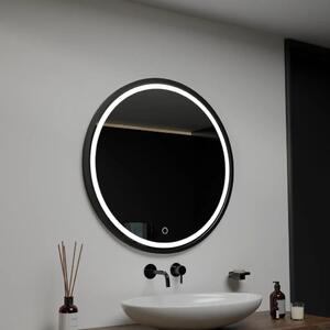 Kerek LED tükör, 90 cm, Orizzonte fekete keret, Basic Touch