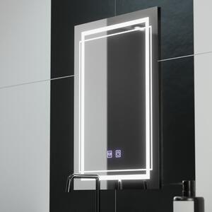 Téglalap alakú LED tükör, 60x80cm, KOVEN érintőképernyős, páramentesítő rendszerrel, fényerő-szabályozható
