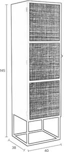 White Label Fekete lakkozott komód rattan töltettel WLL GUUJI 40 x 38 cm