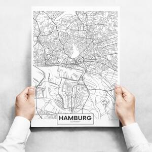 Fali dekoráció - Map of Hamburg II