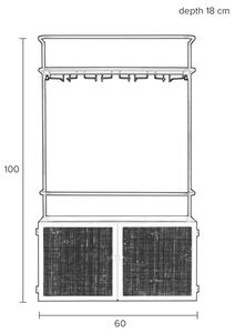 White Label Fekete lakkozott függő boros szekrény rattan töltettel WLL GUUJI 60 x 18 cm