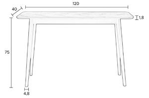 White Label Tölgy fésülködőasztal WLL FABIO 120 x 40 cm