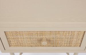 White Label Bézs színű fa rattan töltetű oldalasztal WLL AMAYA 48 x 38 cm