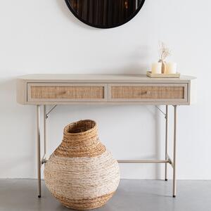 White Label Bézs fa fésülködőasztal rattan töltettel WLL AMAYA 120 x 40 cm