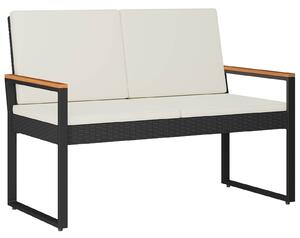 VidaXL Kerti pad Fekete és krémfehér 107 x 61 x 80 cm polirattan