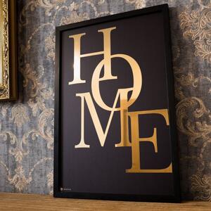 Falikép, arany szöveg és fekete képkeret fából - Az otthonról