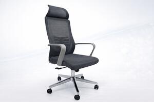 Ergonomikus, állítható irodai és gamer szék, szürke, 2D fejtámla, szinkronmechanizmus, hálós háttámla a fokozott kényelemért