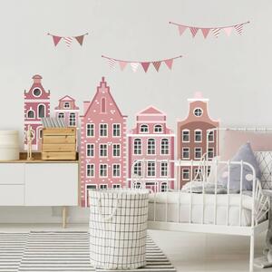Falmatrica lányoknak - Rózsaszín házak girlandokkal