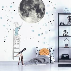 Falmatrica - Hold és Fiú a létrán csillagokkal, nagy falmatrica