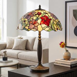 Artistar Virágos asztali lámpa ATHINA, kézzel készített 62 cm, Többszínű, Nappali / Étkező, fém, Tiffany