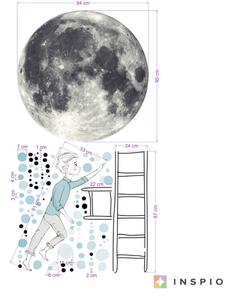 Falmatrica - Hold és Fiú a létrán csillagokkal, nagy falmatrica