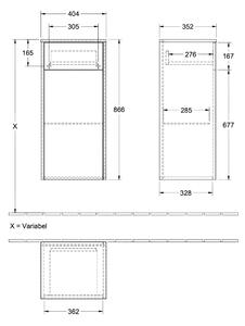 Villeroy & Boch Finero szekrény 40x35x87 cm oldalt függő tölgy C53101RH