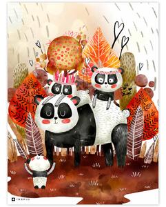 Gyerekszoba képek - Panda család az erdőben