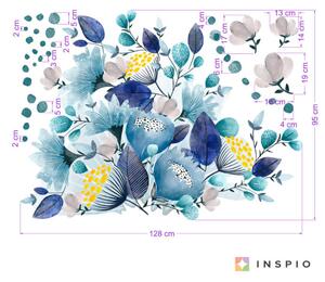 Falmatricák - Kék virágok golyócskákkal