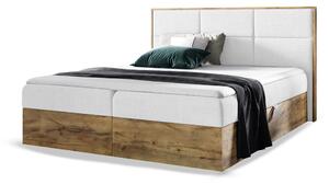 Wilsondo WOOD 2 kárpitozott boxspring ágy ágyneműtartóval és matracokkal - fehér Paros Méret: 140x200