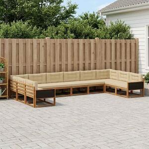 VidaXL Kültéri kanapé szett párnával 10 pcs Természetes és bézs
