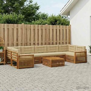 VidaXL Kültéri kanapé szett párnával 8 pcs Természetes és bézs