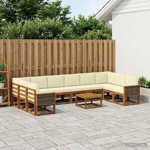VidaXL Kültéri kanapé szett párnával 11 pcs Természetes és krémszínű