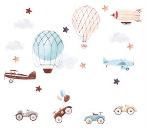 Falmatrica gyerekszobába - Retro autók és hőlégballonok