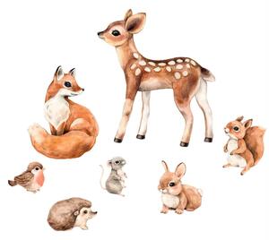 Erdei állatok falmatrica - Róka, őzike, mókus