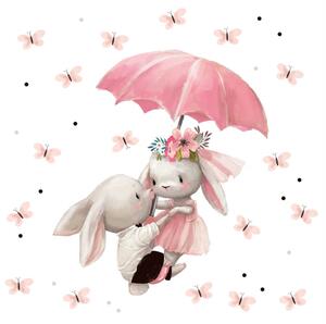 Gyerek falmatricák - Nyuszik esernyővel