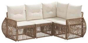 VidaXL Kerti Kanapé Szett 4 pcs Beige és Krémszínű polirattan