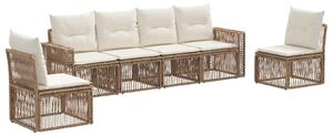 VidaXL Kerti Kanapé Szett 6 pcs Beige és Krémszínű polirattan