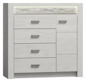 Komód Serfeno 115, Laminált forgácslap, 104x109x42cm, Kézműves fehér