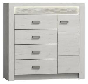 Komód Serfeno 115, Laminált forgácslap, 104x109x42cm, Kézműves fehér
