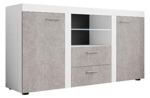 Komód Univio, Laminált forgácslap, 82x157x40cm, Beton, Fehér