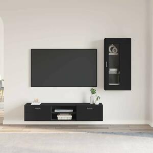 TV szekrény garnitúra fiókkal FLORIN 3 pcs Fekete Faanyag