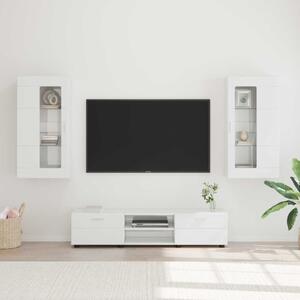 TV szekrény garnitúra FLORIN 3 db Magas Fényű Fehér Szerelt Fa
