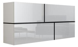 Fali szekrény Charlotte 100, Közepes sűrűségű farostlemez, Laminált forgácslap, 80x170x40cm, Fehér, Fényes fehér, Fekete