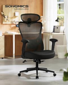 SONGMICS OBN066BH01 ergonomikus irodai szék állítható fejtámlával és deréktámasszal tintafekete