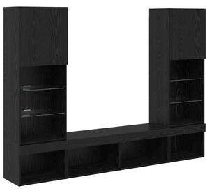 TV Fali Egységek LED-del 5 pcs Fekete tölgy 40,5 x 30 x 102 cm