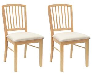 Étkező Székek 2 pcs Természetes 50 x 52,5 x 91 cm Tömör Gumi Fa