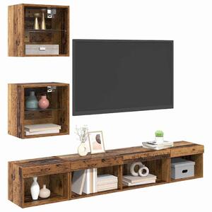 TV Fali Egységek LED-del 5 pcs Régi fa 100 x 30 x 30 cm Faanyag