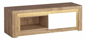 TV-állvány Etrmona 109, Laminált forgácslap, 42x124x41cm, Ribbeck tölgy, Fényes fehér