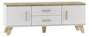 TV-állvány Larfloi 103, Laminált forgácslap, 53x140x40cm, Sonoma tölgy, Fehér