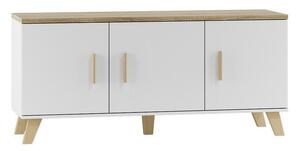 TV-állvány Larfloi 106, Laminált forgácslap, 69x150x45cm, Sonoma tölgy, Fehér