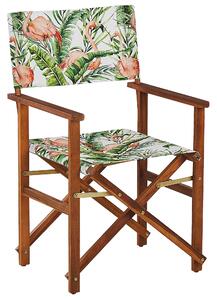 Sötétbarna kerti szék kétdarabos szettben szürke/flamingómintás huzattal CINE