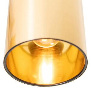 Modern mennyezeti lámpa fekete, arany 6 lámpával - Lofty