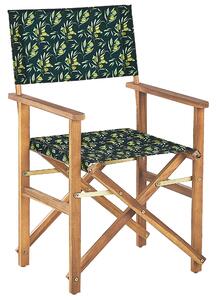 Világosbarna kerti szék kétdarabos szettben szürke/növénymintás huzattal CINE
