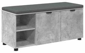 Előtér pad párnával Egyszínű Beton Szürke 100 x 38 x 46 cm