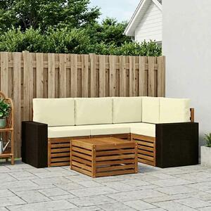 VidaXL Kültéri kanapé szett 5 pcs Természetes és krémszínű