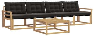 VidaXL Kültéri kanapé szett 5 pcs Fehér és Fekete 79 x 79 x 37 cm