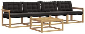 VidaXL Kültéri kanapé szett 5 pcs Fehér és Fekete 79 x 79 x 37 cm
