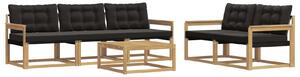 VidaXL Kültéri kanapé szett 6 pcs Fehér és Fekete 79 x 79 x 37 cm